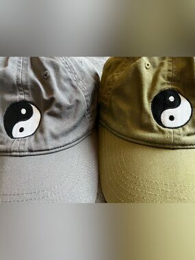 ☯️ 2 Organic Yin Yang Embroidered Dad Hat Spiritual Taijitu Baseball Caps